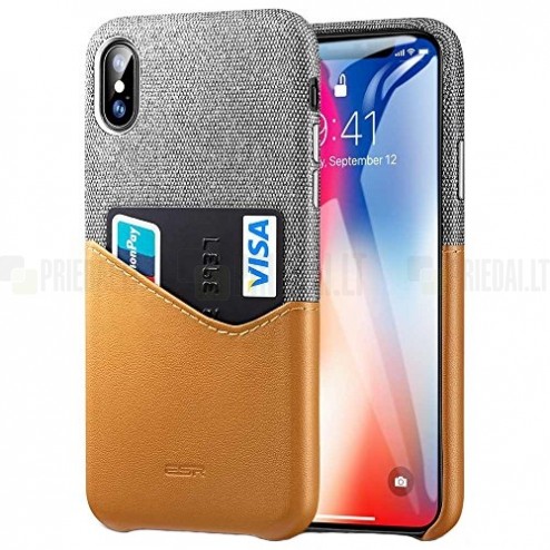 Apple iPhone X (iPhone Xs) „ESR“ Metro brūns, peleks ādas apvalks ar iebūvētu karšu turētāju