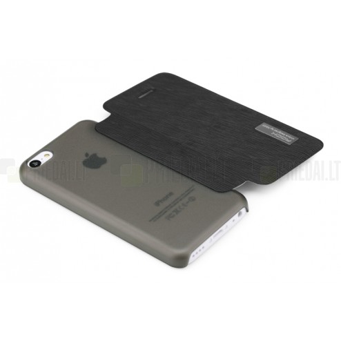 Apple iPhone 5C Rock Elegant atvēramais melns futrālis