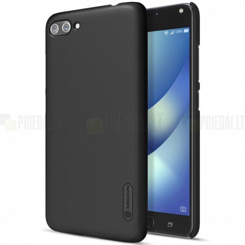 Asus Zenfone 4 Max (ZC554KL) Nillkin Frosted Shield melns plastmasas apvalks + ekrāna aizsargplēve