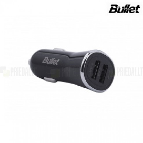 „Bullet“ autolādētājs ar divām USB ligzdām (4.8A)