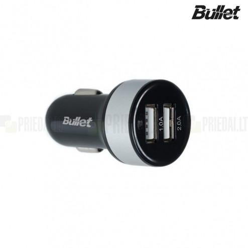 „Bullet“ autolādētājs ar divām USB ligzdām (1 A / 2.1 A)