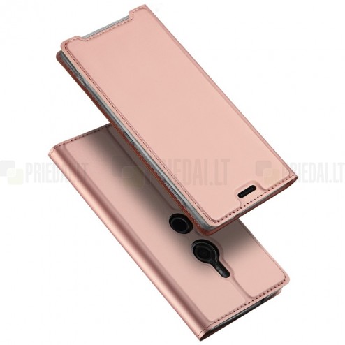 Sony Xperia XZ3 „Dux Ducis“ Skin sērijas rozs ādas atvērams maciņš