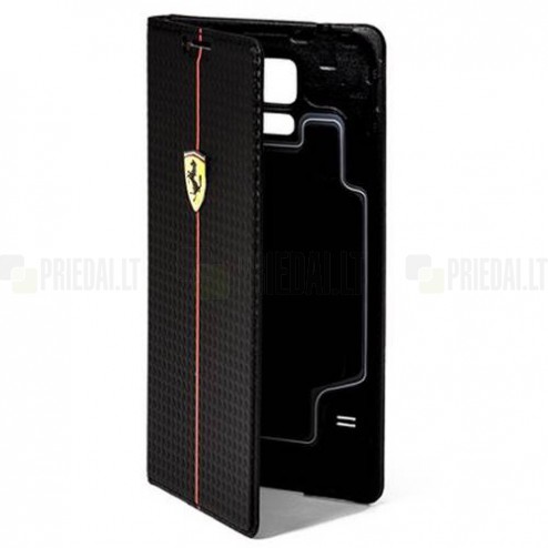 Ferrari Formula 1 Booktype Samsung Galaxy S5 (S5 Neo) atvērams melns ādas maciņš