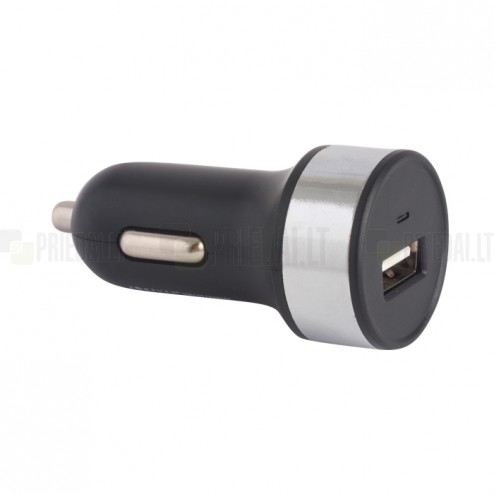 „Forever“ melns autolādētājs (1 A) + micro USB vads (1 m)