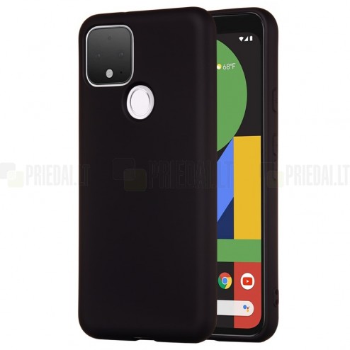 Google Pixel 5 „Shell“ cieta silikona (TPU) melns apvalks