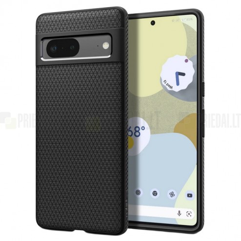 Google Pixel 7 „Spigen“ Liquid Air melns cieta silikona apvalks