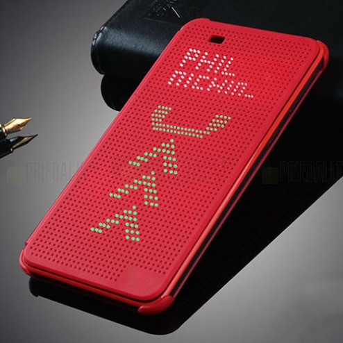 HTC Desire 820 Smart Dot View atvērams sarkans maciņš