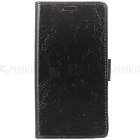 HTC U Ultra (Ocean Note) atvēramais ādas melns maciņš, grāmata (maks)