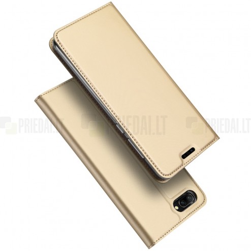 Huawei Honor 10 „Dux Ducis“ Skin sērijas zelta ādas atvērams maciņš