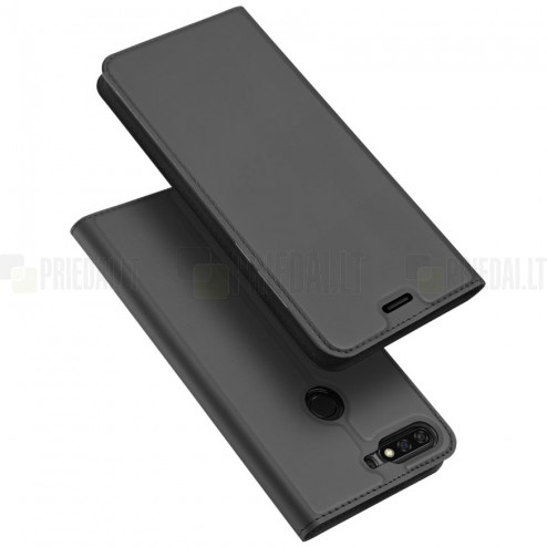 Huawei Honor 7C „Dux Ducis“ Skin sērijas melns ādas atvērams maciņš