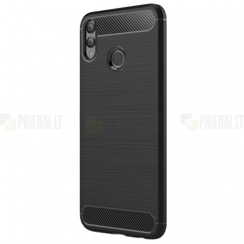 Huawei Honor 8X „Carbon“ cieta silikona (TPU) melns apvalks