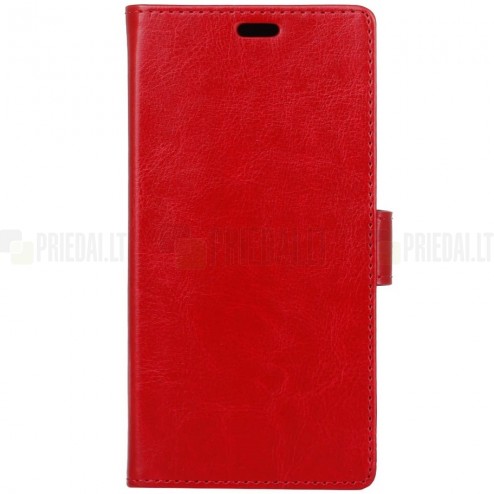 Huawei Honor 9 (Honor 9 Premium) atvēramais ādas sarkans maciņš, grāmata (maks)