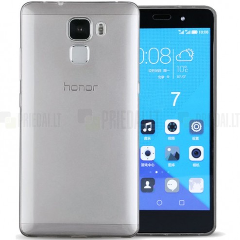 Huawei Honor 7 dzidrs (caurspīdīgs) cieta silikona TPU pasaulē planākais pelēks apvalks