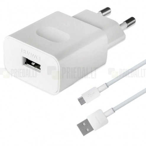 Origināls „Huawei“ Quick Charge balts tīkla lādētājs (2A) ar micro USB vadu HW-059200EHQ