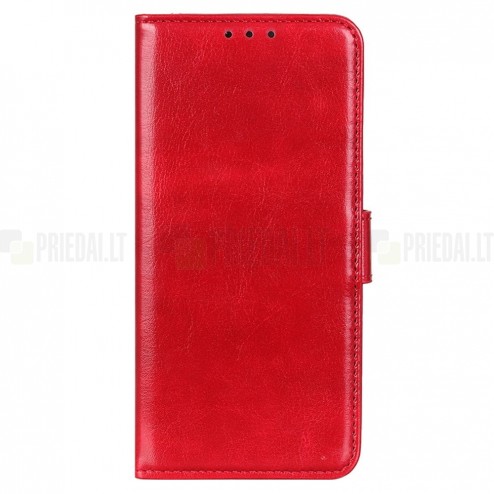 Huawei Nova Y70 atvēramais ādas sarkans maciņš (maks)