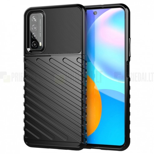 Huawei P smart 2021 „Rumble“ cieta silikona (TPU) melns apvalks