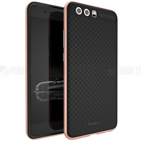 Huawei P10 (Huawei Ascend P10) Plus „IPAKY“ cieta silikona (TPU) melns apvalks (apmales - rozā krāsā)