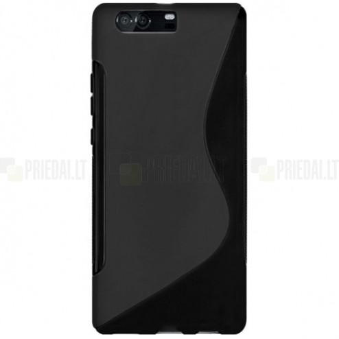 Huawei P10 cieta silikona (TPU) melns apvalks