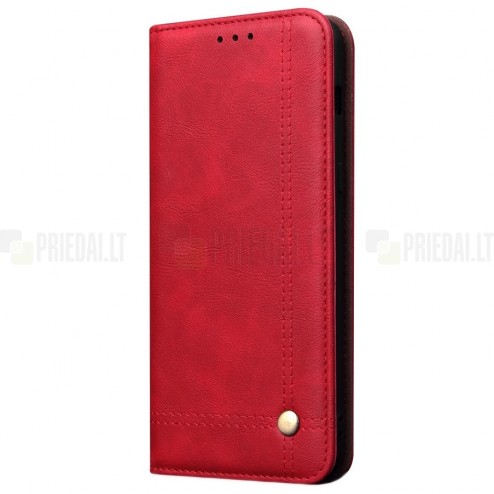 Huawei P30 Lite Deluxe ādas atvēramais sarkans maciņš (maks)