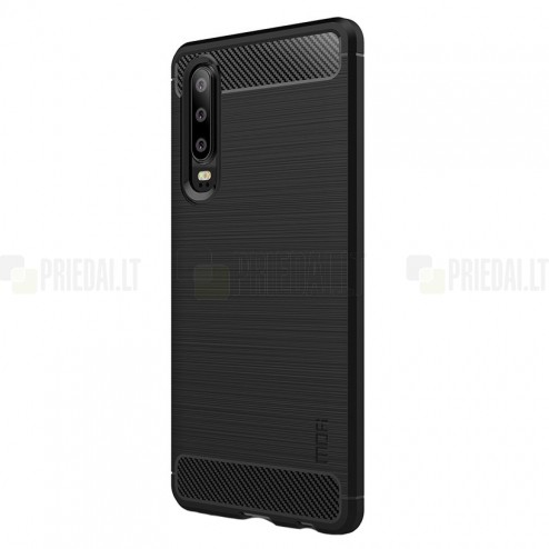 Huawei P30 „Mofi“ Carbon cieta silikona (TPU) melns apvalks