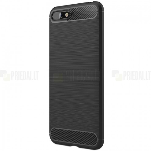 Huawei Y6 2018 (Honor 7A) „Carbon“ cieta silikona (TPU) melns apvalks