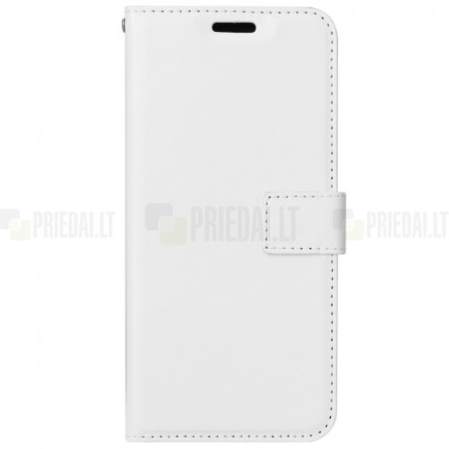 Huawei Y6 2019 (Y6 Prime 2019) atvēramais ādas balts maciņš, grāmata (maks)