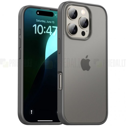 Apple iPhone 15 Pro elegants „IPAKY“ Fiber dzidrs (caurspīdīgs) silikona apvalks (apmales melnā krāsā)