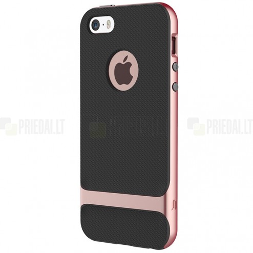„Rock“ Royce pastiprinātas aizsardzības melns rozā krāsā Apple iPhone 5 (5s, SE) apvalks