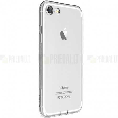 Apple iPhone 7 (iPhone 8) „Devia“ Naked pelēks dzidrs (caurspīdīgs) silikona TPU planākais apvalks ar ekrāna aizsargstikls