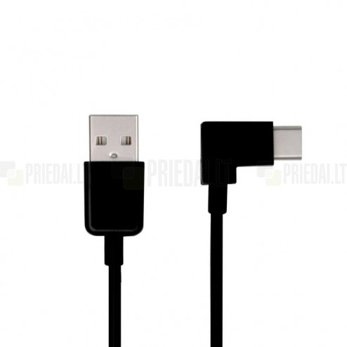 Leņķa USB Type-C melns vads 3 metri