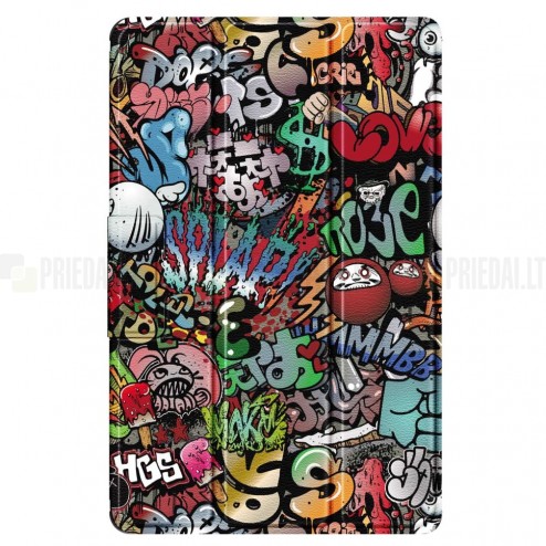 Lenovo Tab M10 10.1" Gen 3 (TB-328XU, TB-328FU) atvēramais „Street Art“ krāsains maciņš