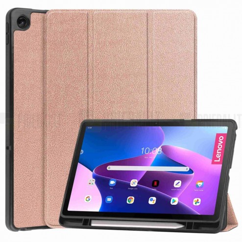 Lenovo Tab M10 Plus 10.6" 3 Gen atvēramais zelta maciņš - maks ar vietu, kur ielikt stylus