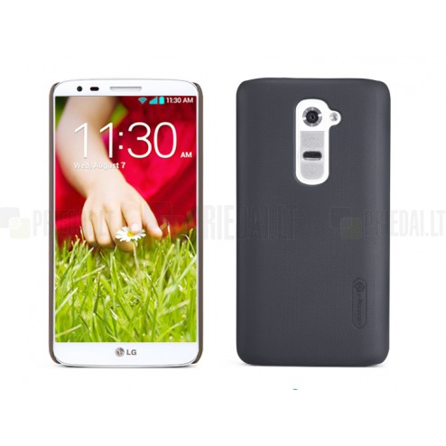 LG G2 Nillkin Frosted Shield melns plastmasas futrālis + ekrāna aizsargplēve