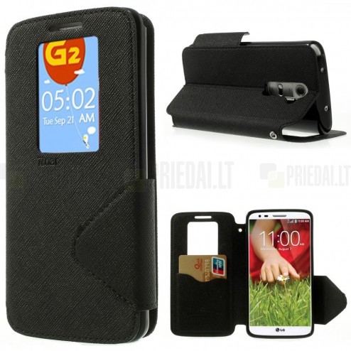 LG G2 D802 Roar Diary ādas atvēramais melns futrālis