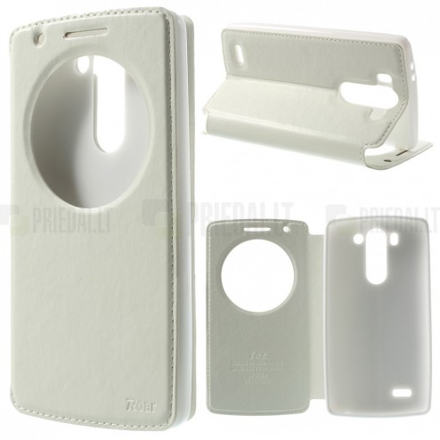 LG G3 S D722 Roar Noble ādas atvēramais balts futrālis