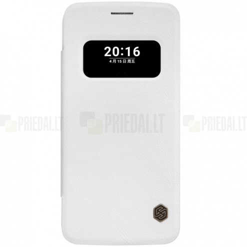 Greznais „Nillkin“ Qin sērijas ādas atvērams balts LG G5 (H850) maciņš