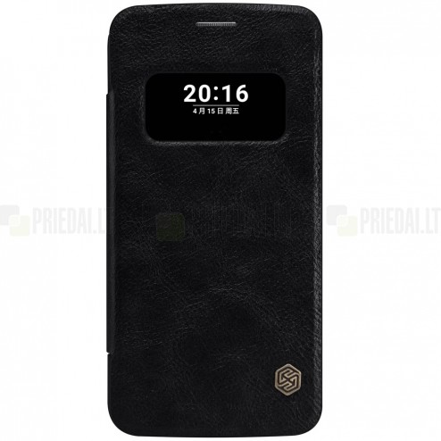 Greznais „Nillkin“ Qin sērijas ādas atvērams melns LG G5 (H850) maciņš