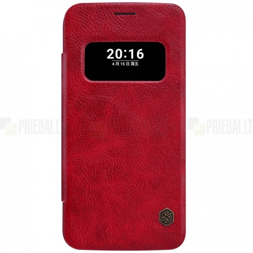 Greznais „Nillkin“ Qin sērijas ādas atvērams sarkans LG G5 (H850) maciņš