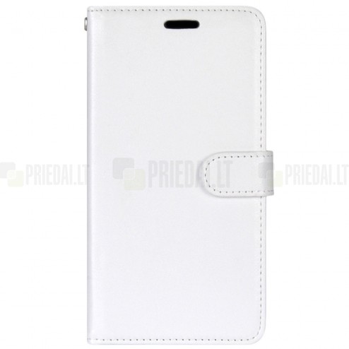 LG K51s (LM-K510) atvēramais ādas balts maciņš, grāmata (maks)