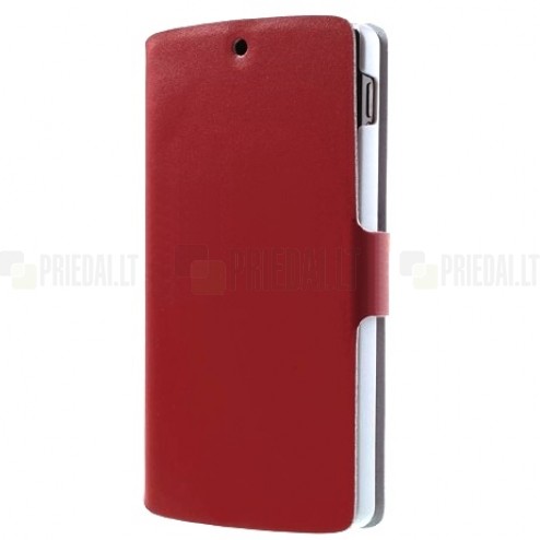 LG Nexus 5 E980 „Doormoon“ sērijas sarkans ādas atvērams maciņš