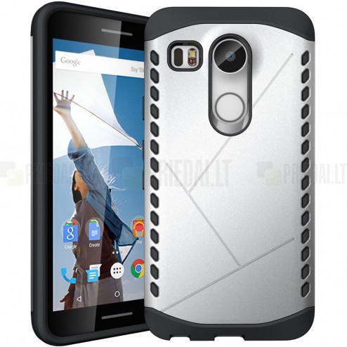 Pastiprinātas aizsardzības sudrabs LG Nexus 5X apvalks