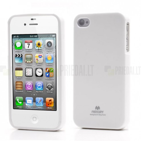 Apple iPhone 4S Mercury balts cieta silikona (TPU) futrālis