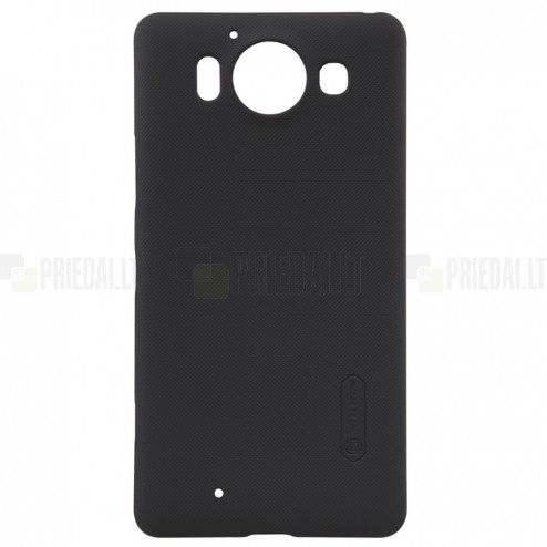 Microsoft Lumia 950 Nillkin Frosted Shield melns plastmasas apvalks + ekrāna aizsargplēve
