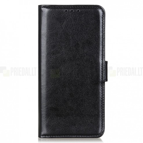 Samsung Galaxy S23 FE (Fan Edition) CaseMe Retro solīds atvēramais ādas melns maciņš - maks