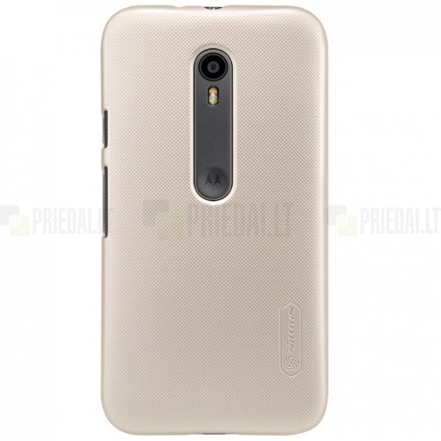 Motorola Moto G 3rd (3 Gen) Nillkin Frosted Shield zelta plastmasas apvalks + ekrāna aizsargplēve