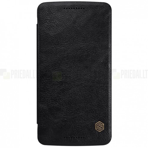 Greznais „Nillkin“ Qin sērijas ādas atvērams melns Motorola Moto X Play maciņš (maks)