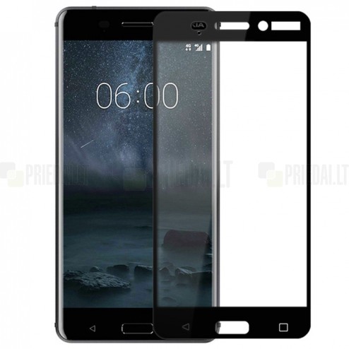 Nokia 6 Calans Tempered Glass melns ekrāna aizsargstikls