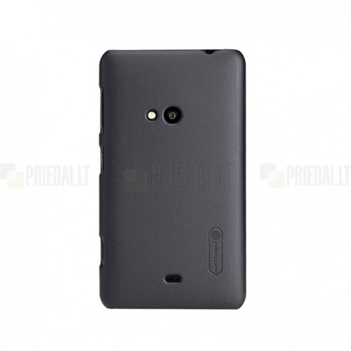 Nokia Lumia 625 Nillkin Frosted Shield melns plastmasas futrālis + ekrāna aizsargplēve