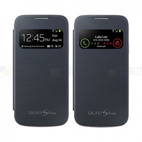 Samsung Galaxy S4 mini i9195 S View Cover atvēramais melns futrālis - vāciņš
