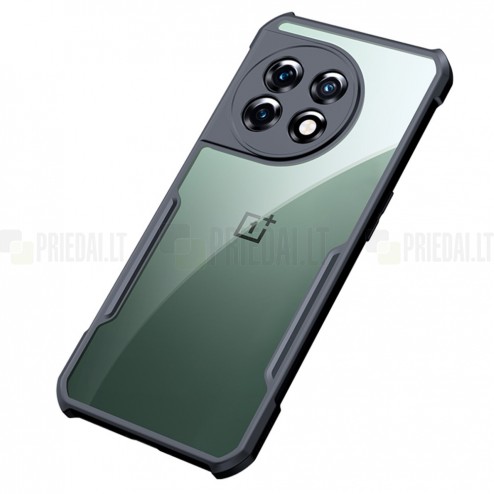 OnePlus 11 „XUNDD“ dzidrs apmales melnā krāsā cieta silikona (TPU) akrils apvalks